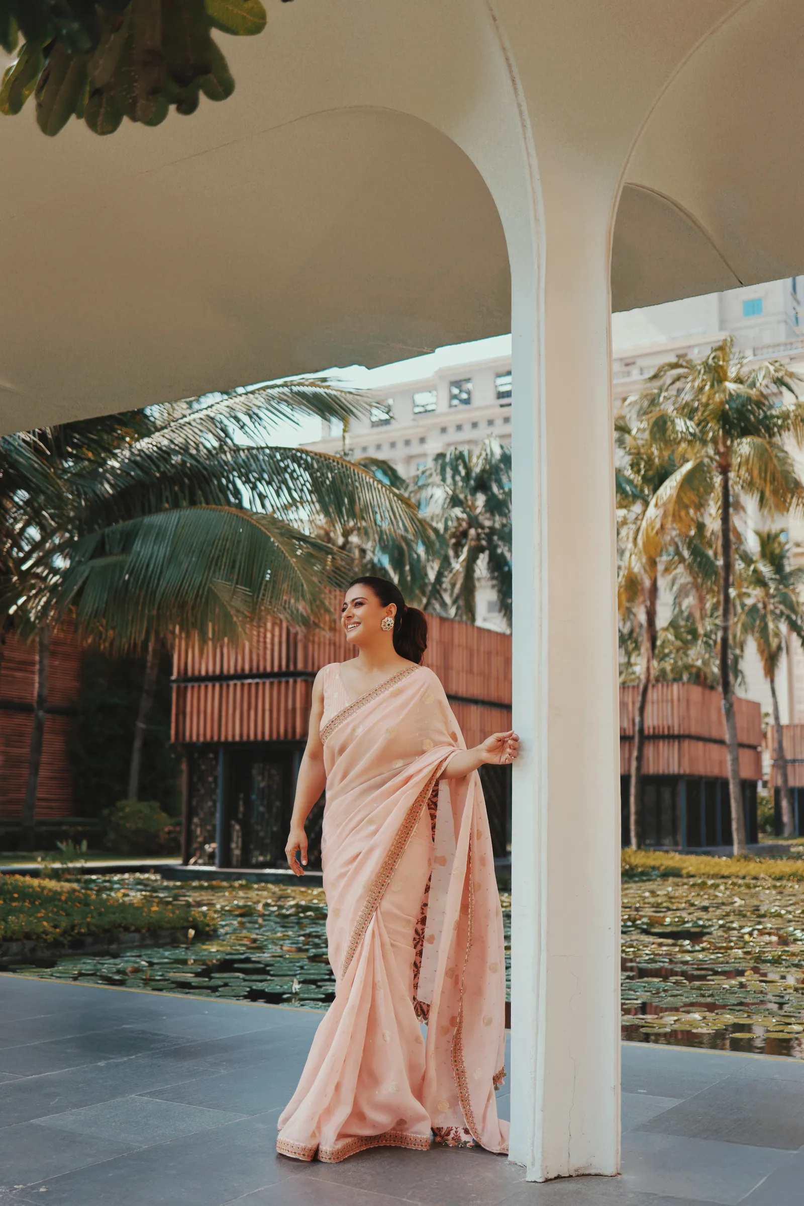 Fashion trends peach organza saree