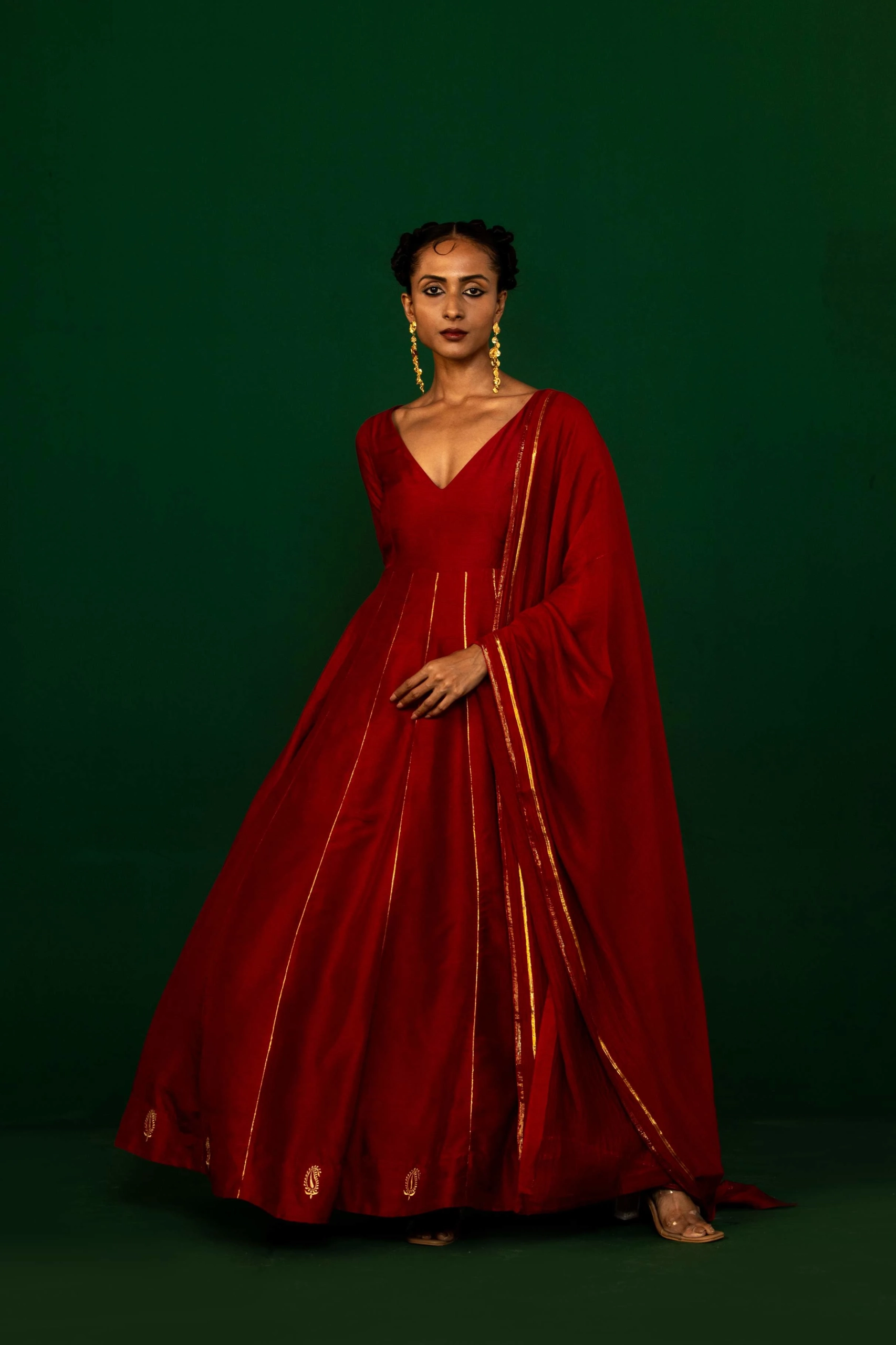 Ruby Red Silk Anarkali