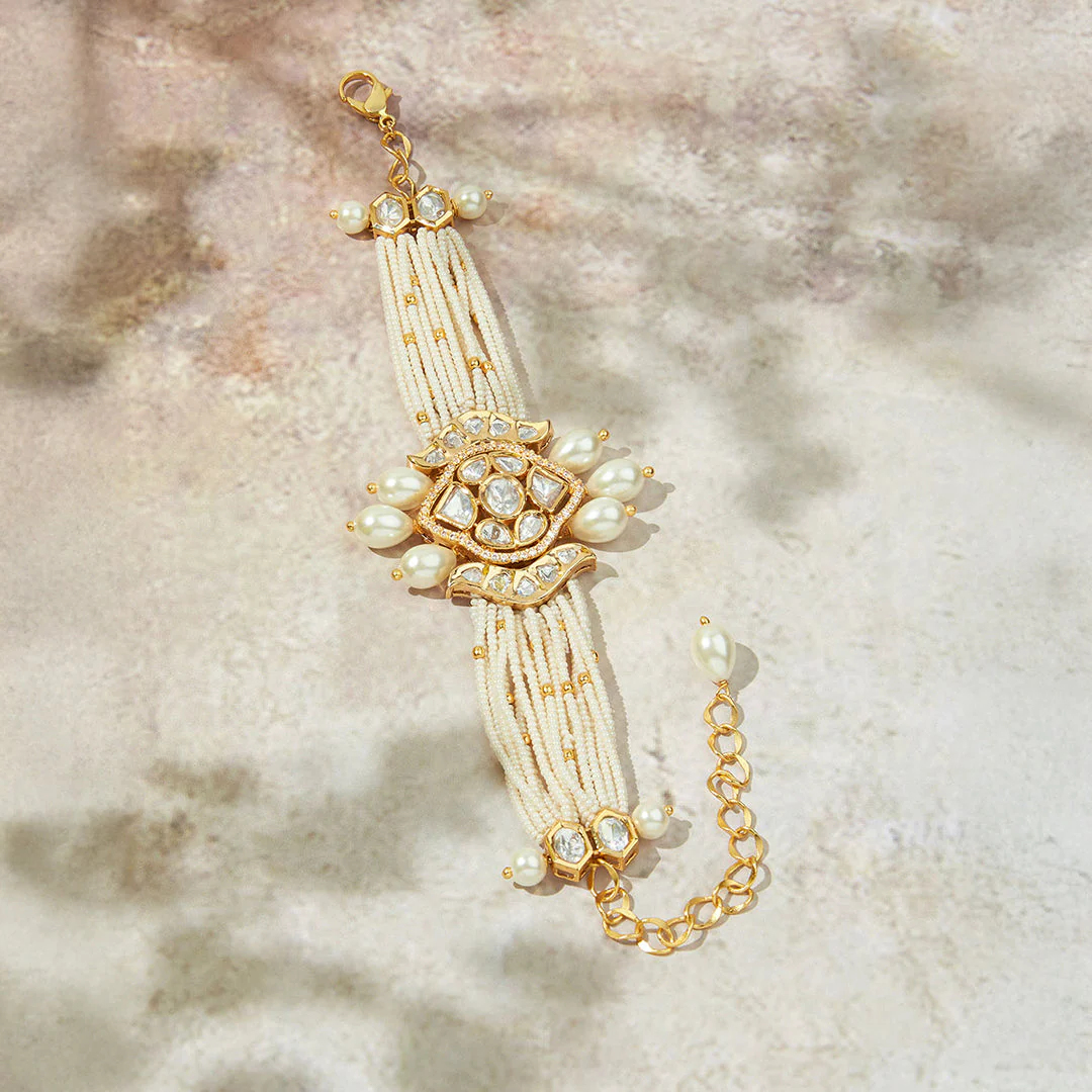 Polki Bracelet With Pearls