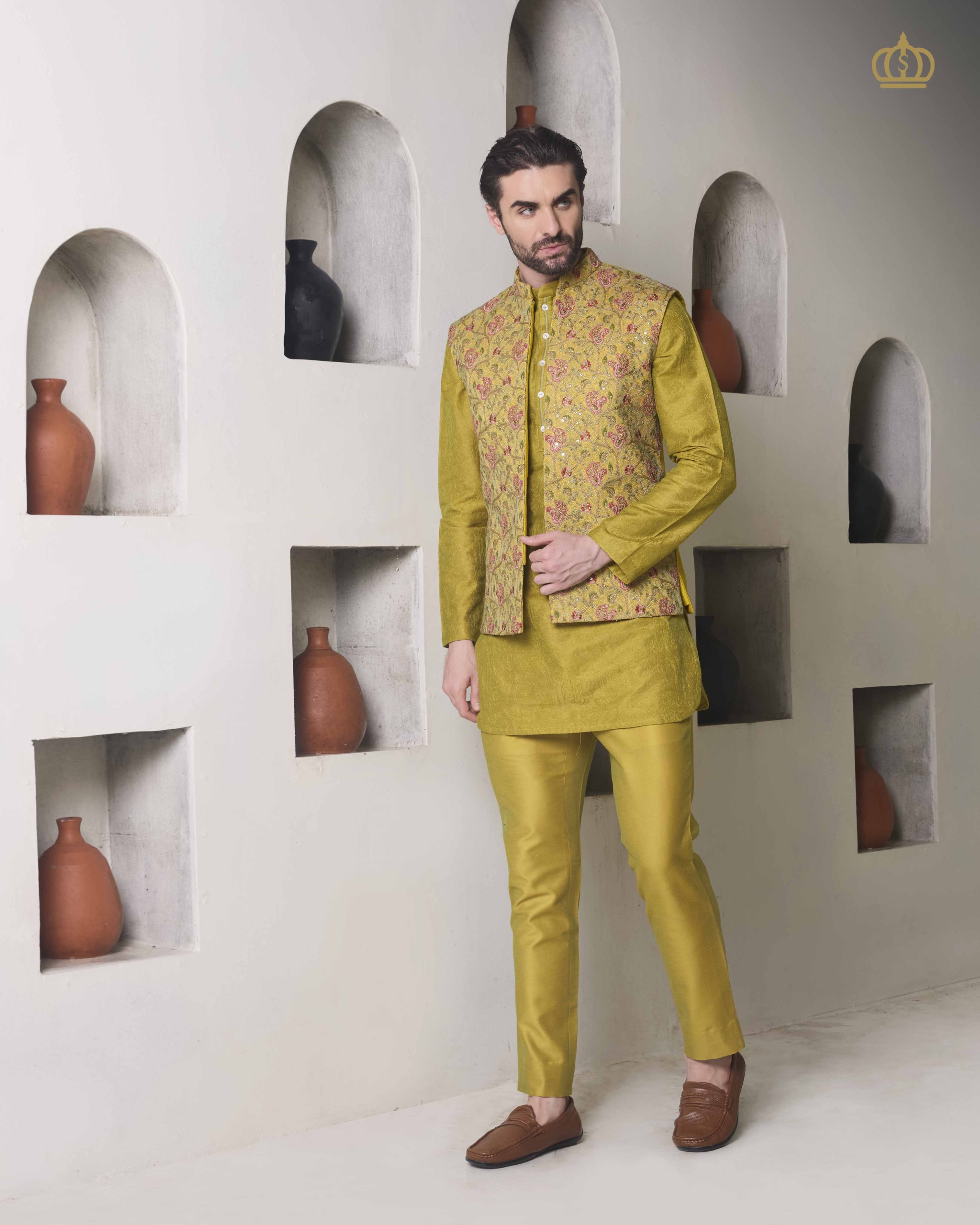 Green Bandhgala Set