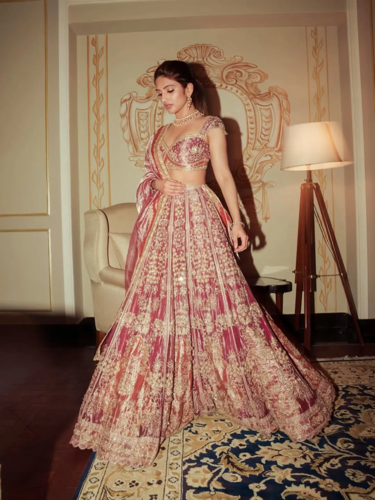 Sreeleela Stuns in Ridhi Mehra Lehenga, Showcasing the Power of Tissue Fabric and Intricate Embroidery